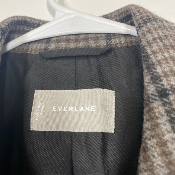 EVERLANE NWOT The Oversized Blazer Houndstooth Plaid Academia 10 Gray Brown - Picture 5 of 9